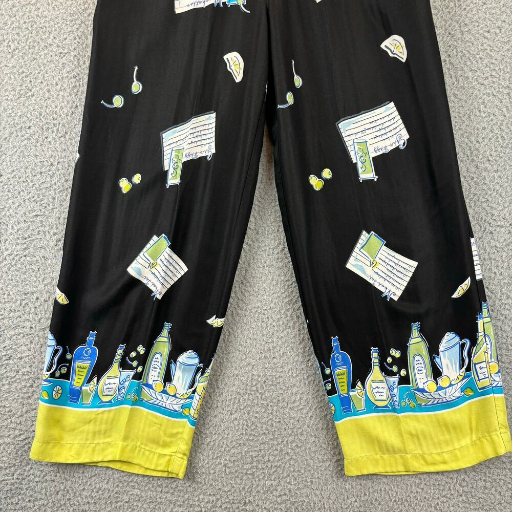 90s Novelty Pant Medium Artsy Ecclectic Retro AOP Wide Leg Crop Holly Lane VTG - Picture 3 of 15